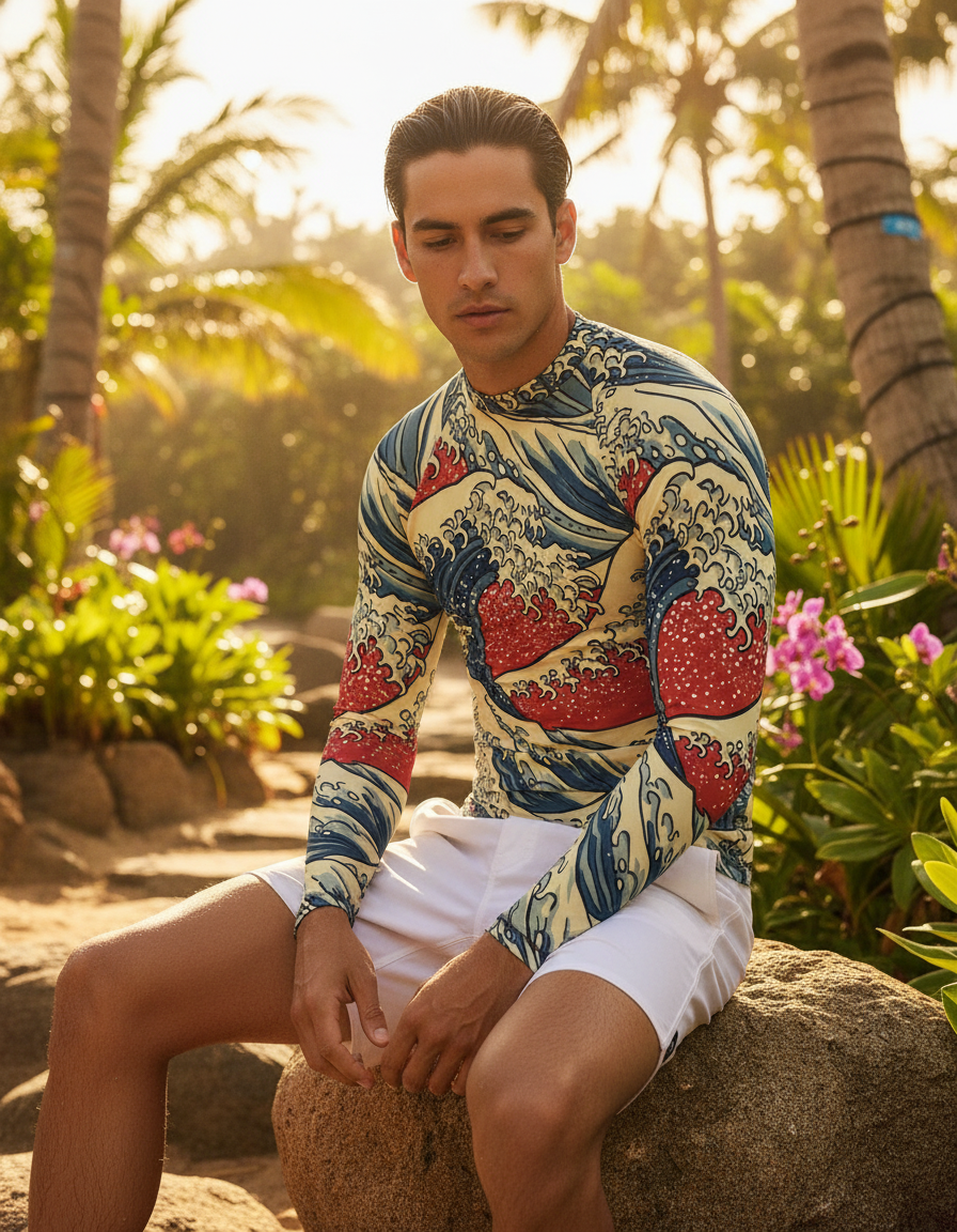 Men's Japanese Seigaiha rashguard