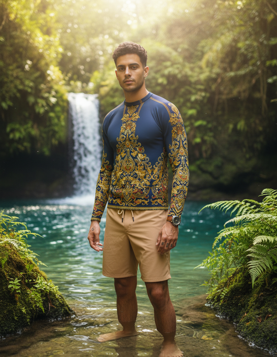 Men's Indonesian Songket rashguard