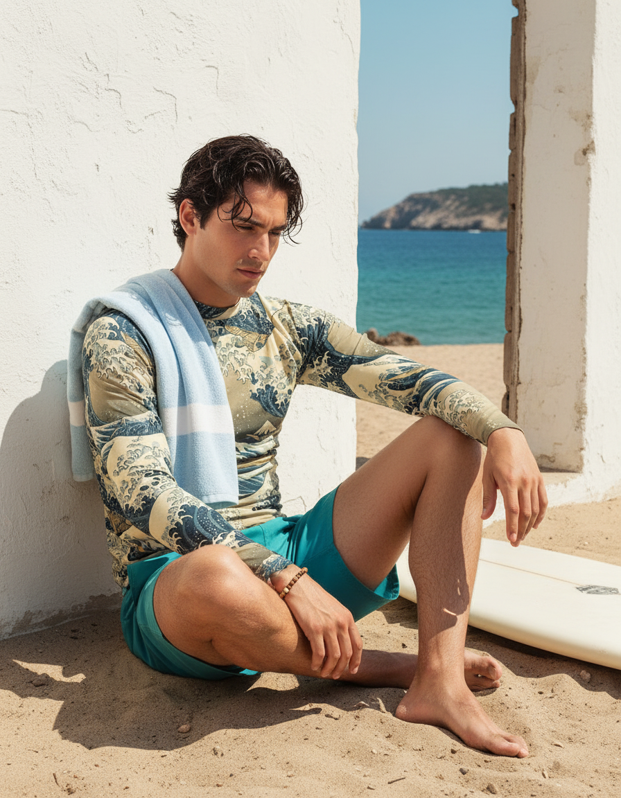 Men's Hokusai Great Wave rashguard