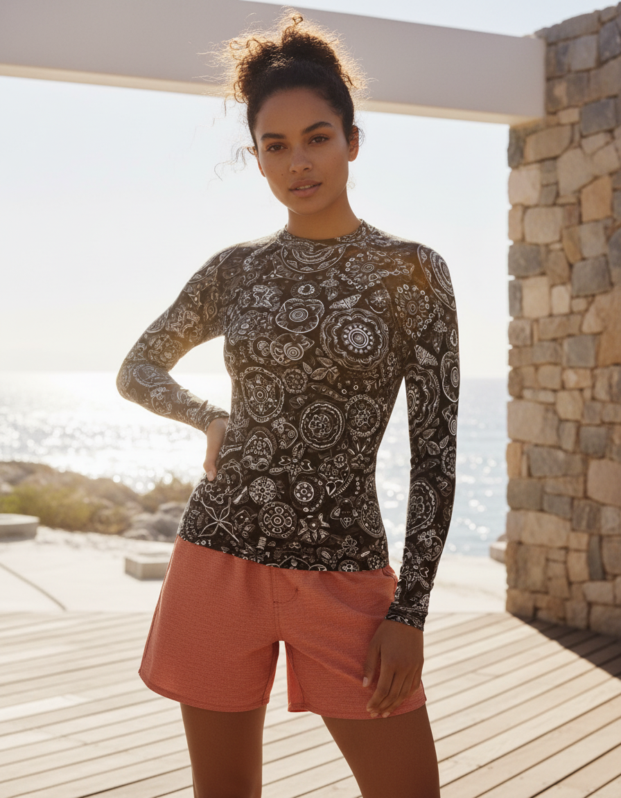 Women's Black and White Patterns rashguard