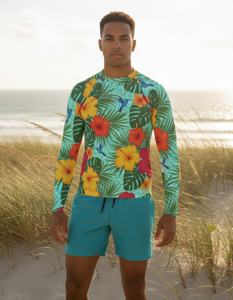 Men's Tropical Hibiscus rashguard