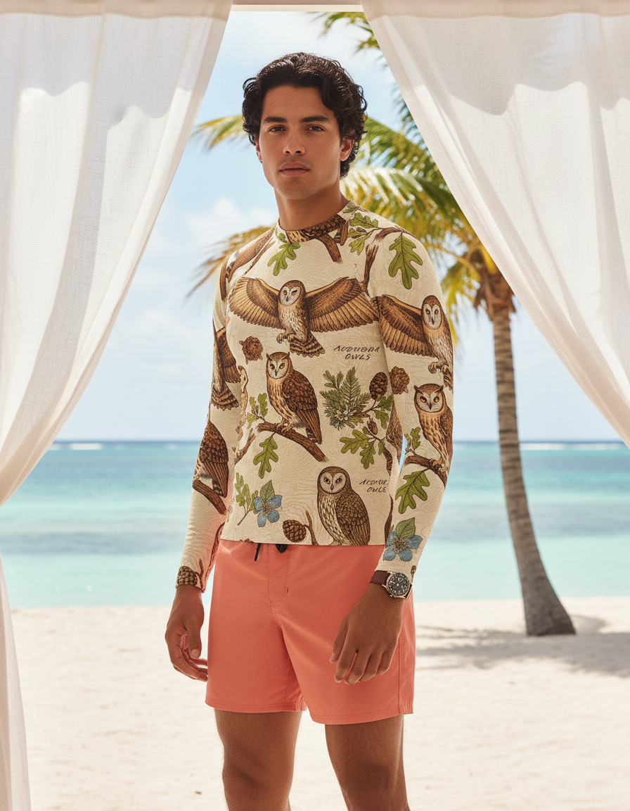 Men's Audubon Owl rashguard