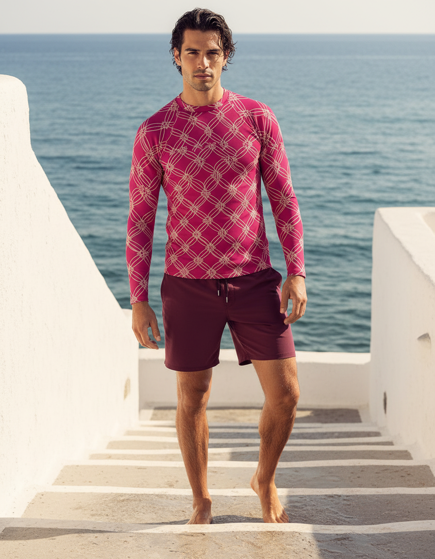 Men's Pink Graphic Patterns rashguard