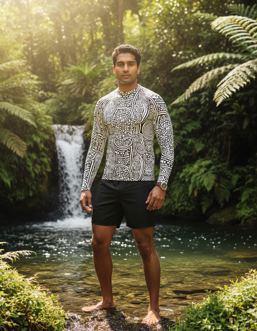 Men's Black and White Patterns rashguard