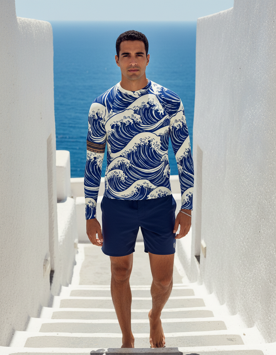 Men's Japanese Seigaiha rashguard