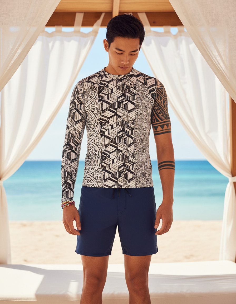 Men's Black and White Patterns rashguard