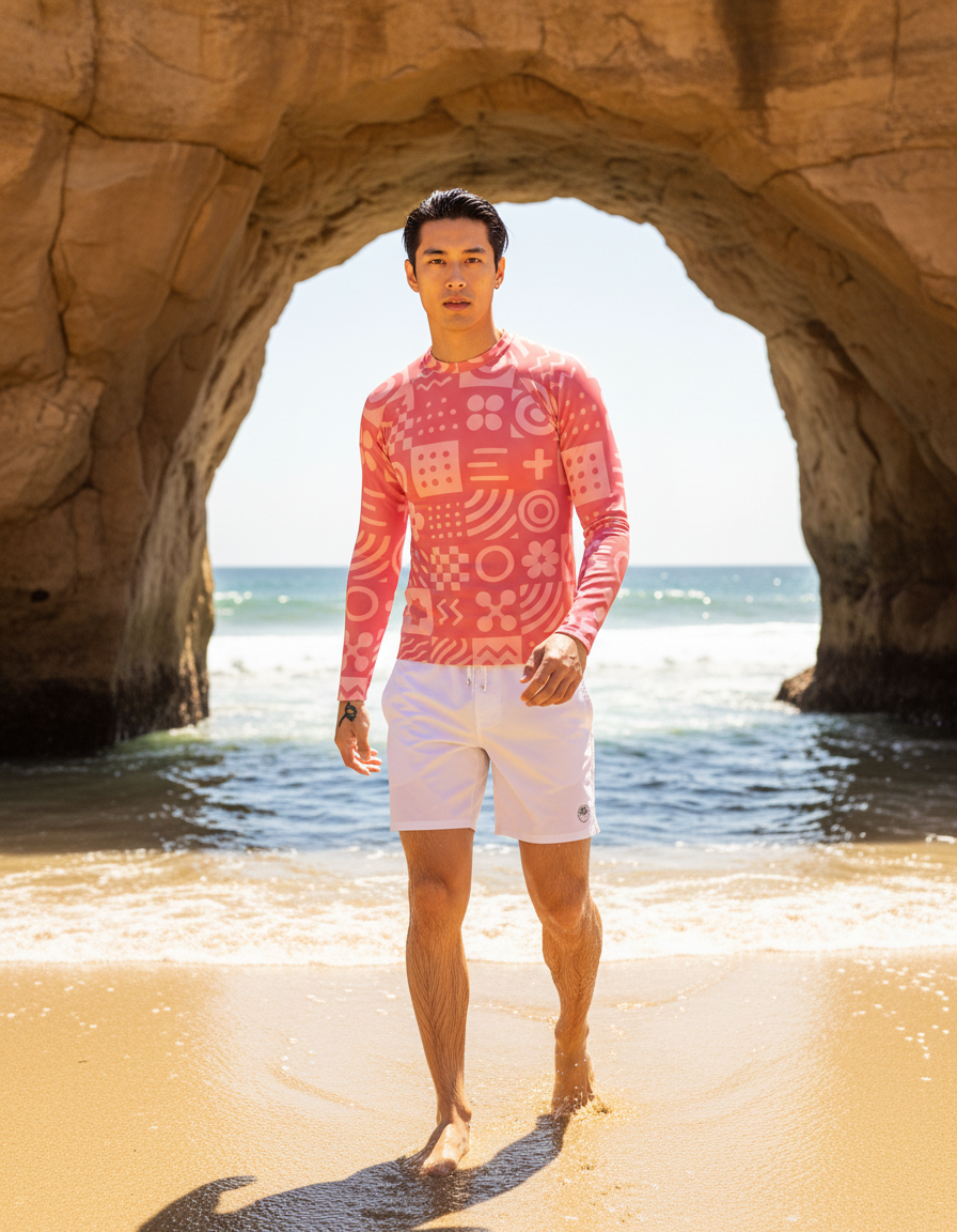 Men's Pink Graphic Patterns rashguard