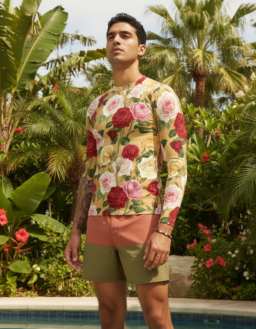 Men's Redoute Rose rashguard
