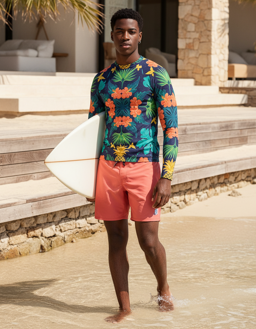 Men's Hawaiian Quilt Pattern rashguard