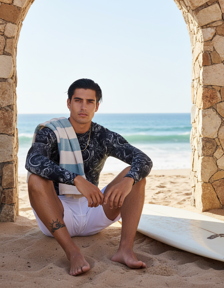Men's Black and White Patterns rashguard