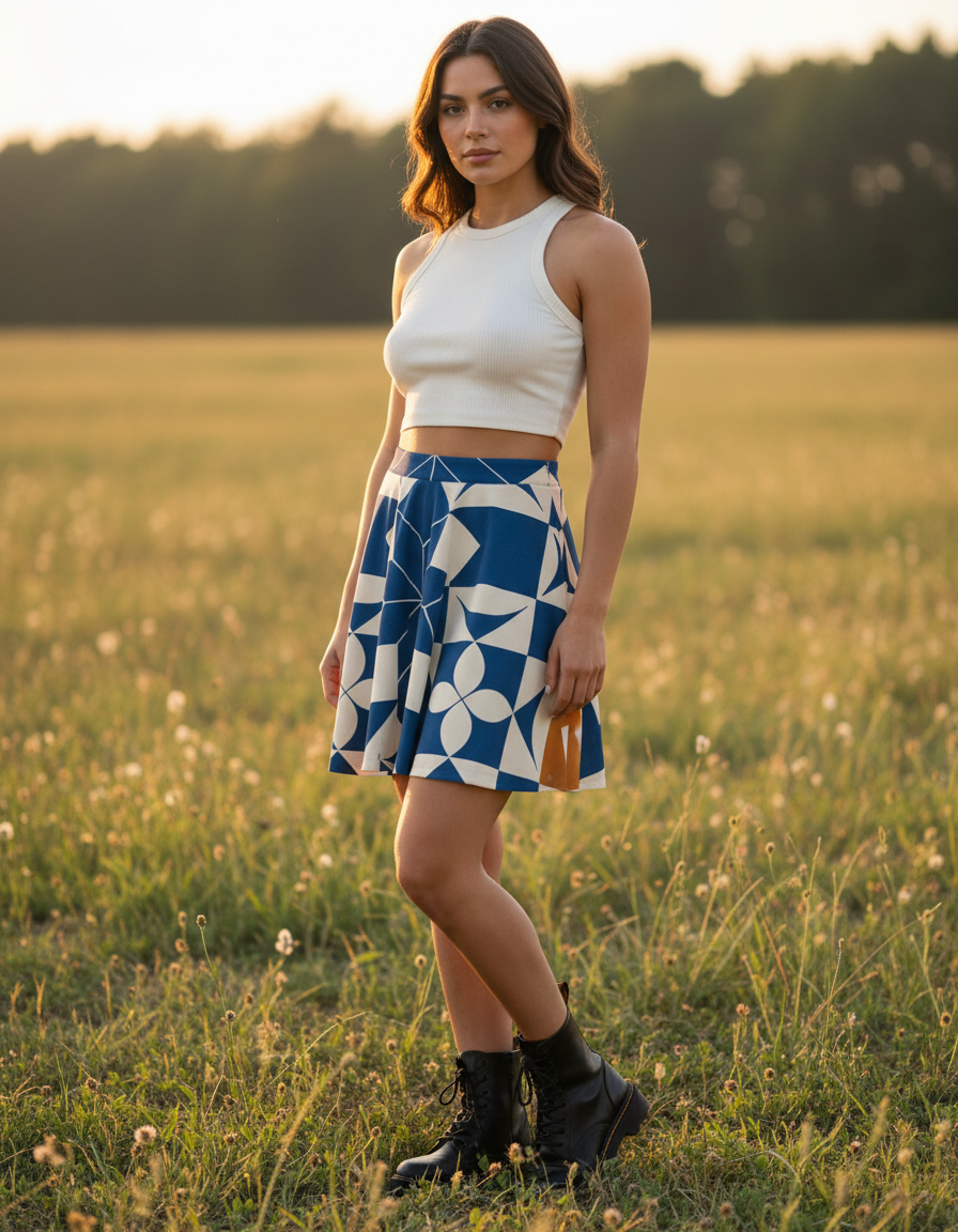 Geometric Azulejo Skater Skirts skater skirt