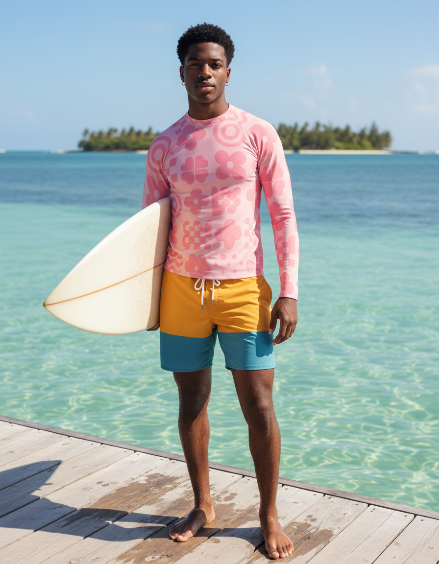 Men's Pink Graphic Patterns rashguard