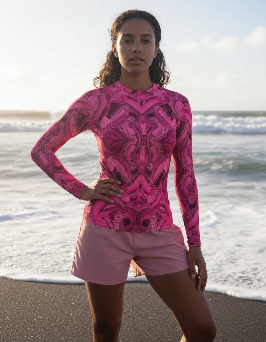 Women's Pink Graphic Patterns rashguard