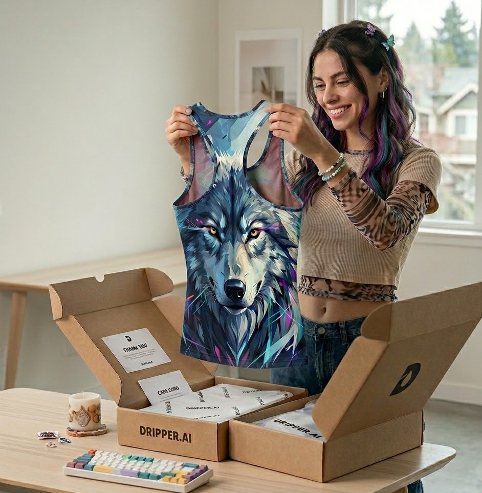 Customer unboxing a custom designed product